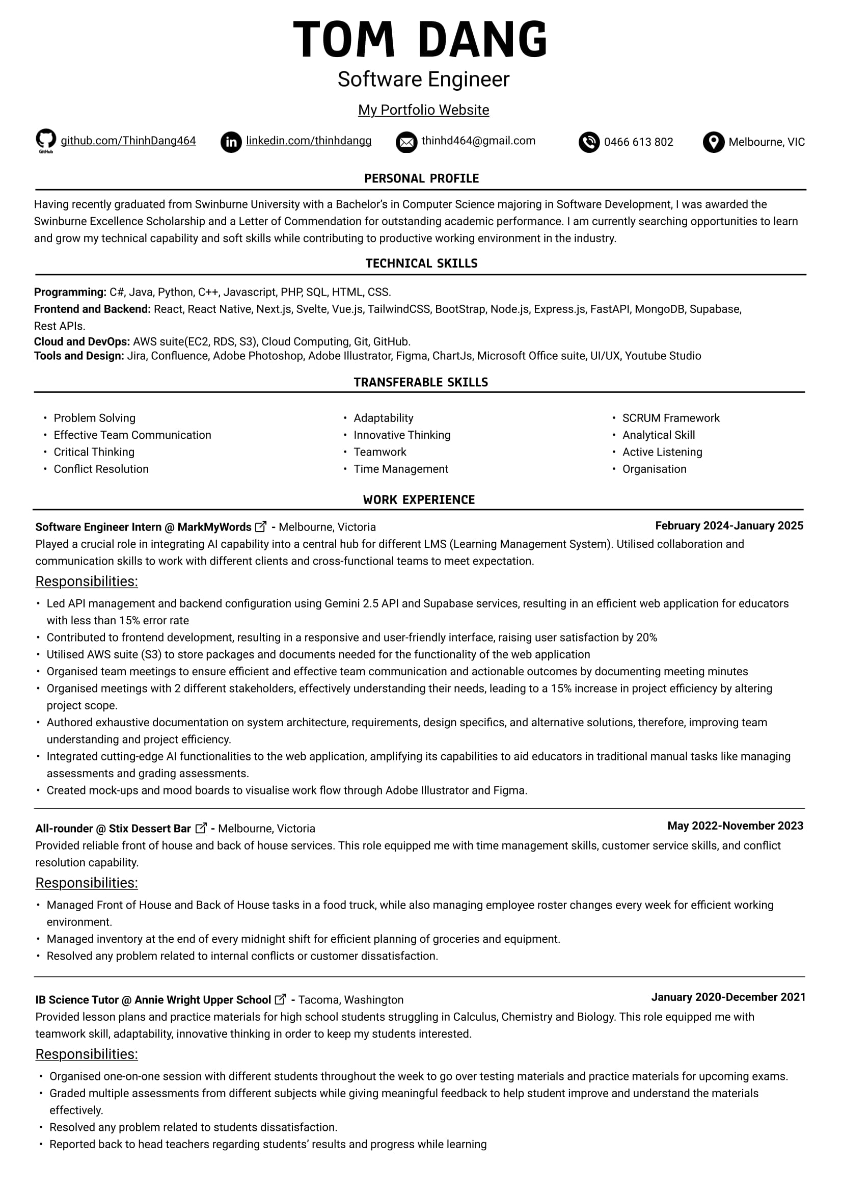Resume Page 1